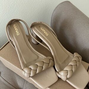 Kaanas Women's Tan Braided Slingback Real Leather Sandals